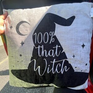 Black and Gray Witch Hat Decorative Pillow